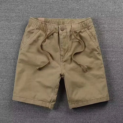Pantalones cortos informales de trabajo para hombre, de verano, modernos, holgados, de pierna recta, de cinco cuartos, elásticos y lavados.