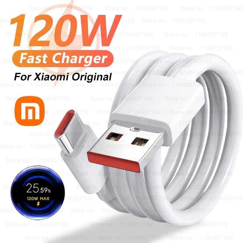 Cable de carga rápida USB Turbo original de 120 W para Xiaomi Mi 17, 15, 14, 13, 12 y 11, cable tipo C de 6 A y 67 W, Redmi Note 10, 9, 8, 7 Pro, K70 y Poco