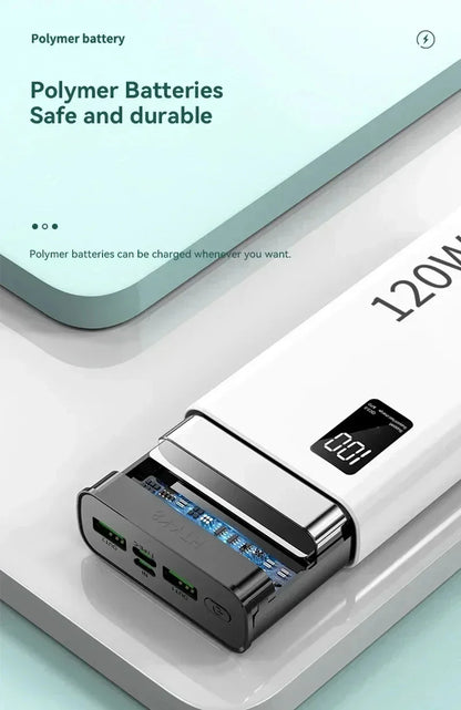 Banco de energía Xiaomi de 500.000 mAh y 120 W, carga ultrarrápida, gran capacidad, para iPhone, Huawei y Samsung.