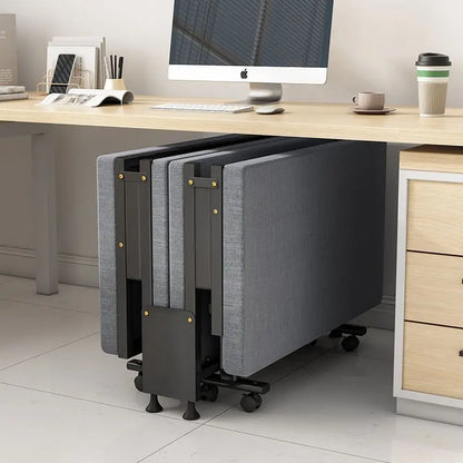 Cama individual plegable de lujo de tablero duro engrosado con un 60 % de descuento. Cama sencilla para la oficina, el almuerzo o la hora del almuerzo.