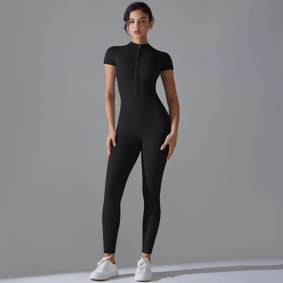 Women Zipper Bodysuits Fitness Sports Bodysuit Yoga Suit Breathable Quick Drying Sports Yoga Clothing Women Gym Push Up Workout