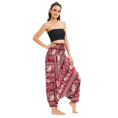 Bohemian Pants Women Pantalones Mujer Hippie High Waist Rayon Harem Baggy Boho Yoga Beach Wear Pour Femme Calca Feminina Printed
