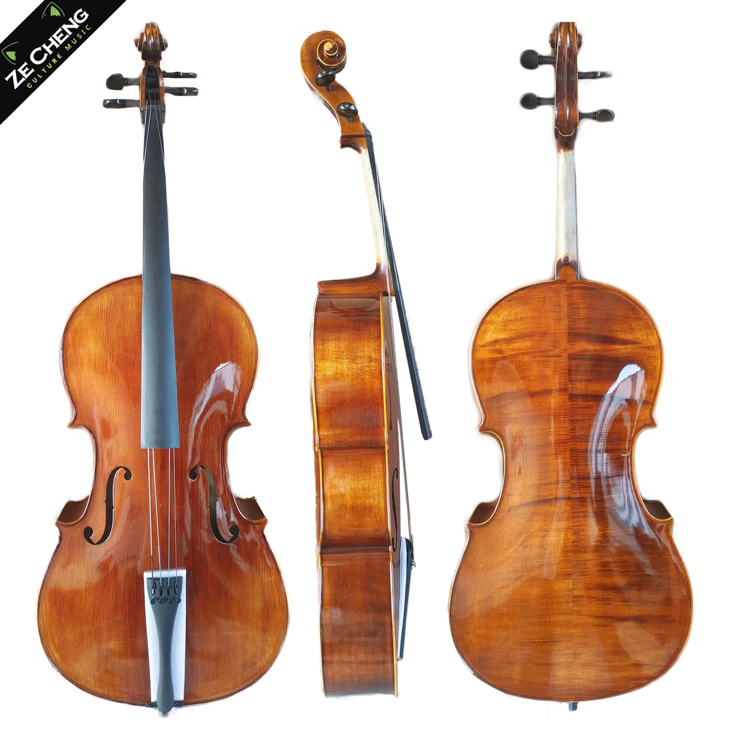 Violonchelo mate de tamaño completo 4/4 3/4 1/2 1/4, violonchelo flameado natural antiguo, instrumento musical acústico profesional