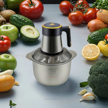 Licuadora multifunción de acero inoxidable para carnes, frutas y verduras. Procesadores de alimentos. Picadora de carne eléctrica de cocina de cinco velocidades.