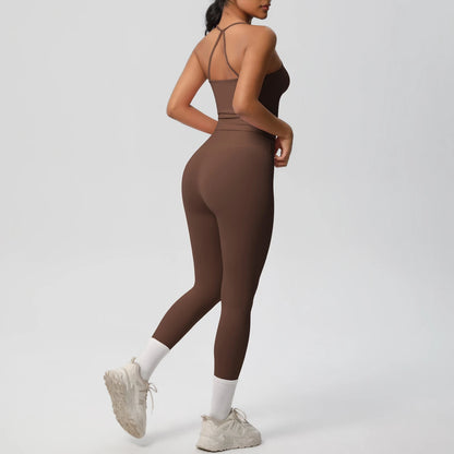 Conjunto de top de yoga halter, traje de gimnasio para fitness, entrenamiento, top deportivo sin mangas, espalda cruzada, ropa interior deportiva, control de abdomen, adelgazante