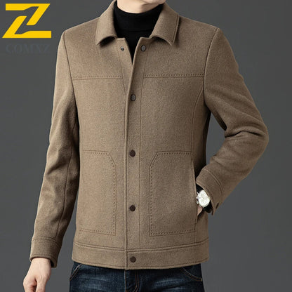 2025 Winter Wool Jacket Male New High Fashion Business Casual Thickening Coat Classic Business Style Windproof Warm TrenchCoat