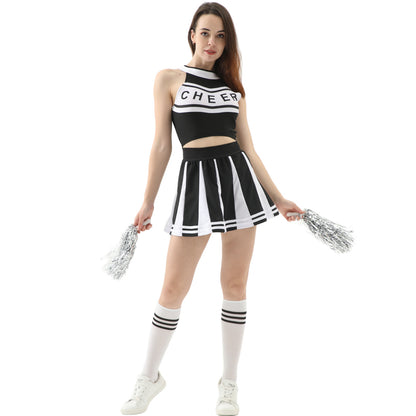 New sexy female student cheerleading costume women's adult cheerleading uniform dance uniform sleeveless crop top with mini p