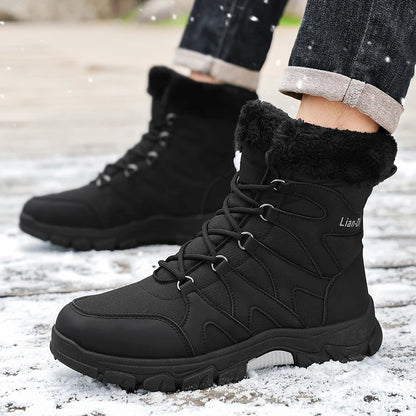 Nuevas botas de invierno para hombre, cálidas y afelpadas, hasta media pantorrilla, para exteriores, antideslizantes, impermeables, para nieve, zapatos de algodón a la moda para hombre.