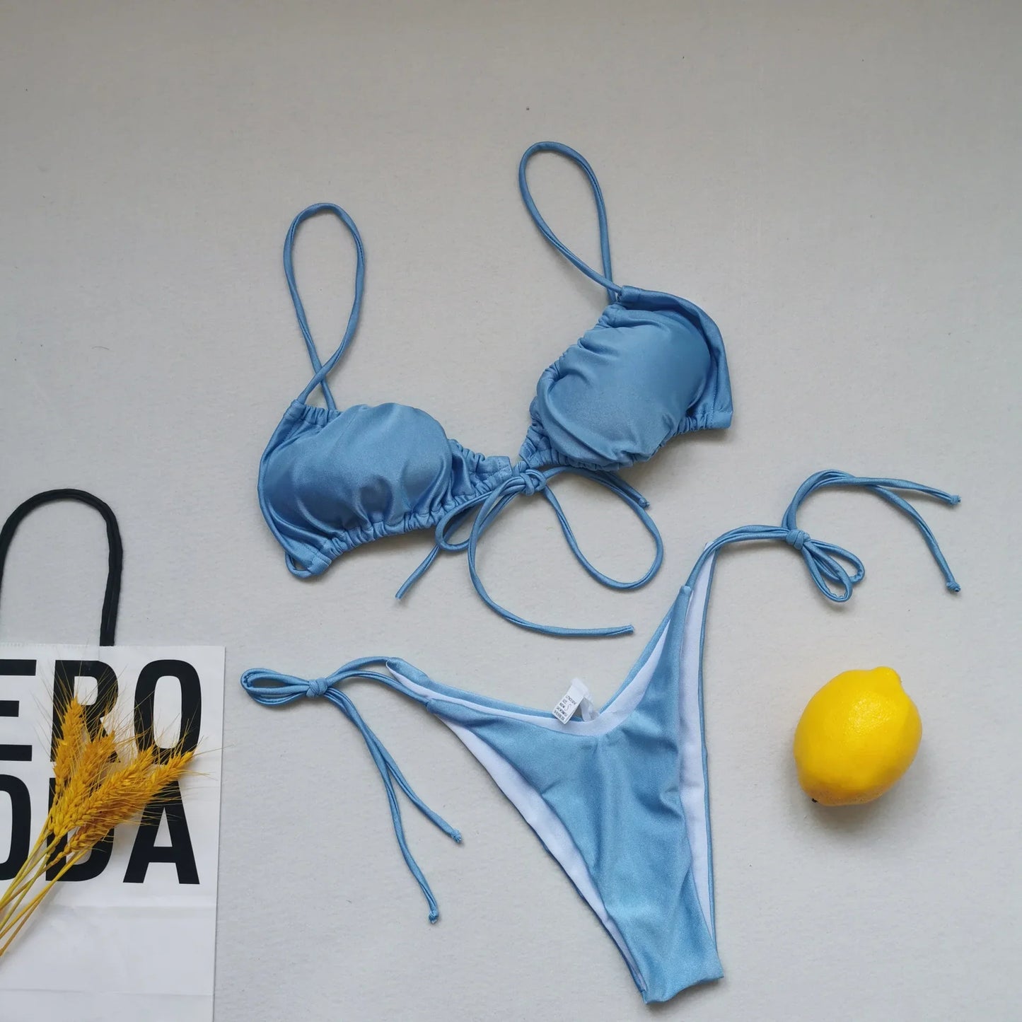Bikini sexy de 21 colores para mujer, traje de baño liso con estampado floral de leopardo, conjunto de bikini de playa con tirantes y vendaje