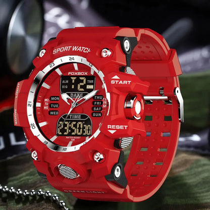 Relojes militares FOXBOX para hombre, LIGE, cronógrafo deportivo de lujo, alarma, reloj de pulsera impermeable, cuarzo, reloj grande digital para hombre.