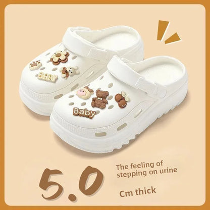 Sandalias de verano para mujer, antideslizantes, informales, con suela gruesa y agujeros negros, para playa, con cabeza de EVA, para hombre