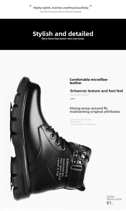 Botas de hombre de piel suave con forro interior, informales, para otoño e invierno, de alta calidad, versátiles, cómodas y que combinan con todo.