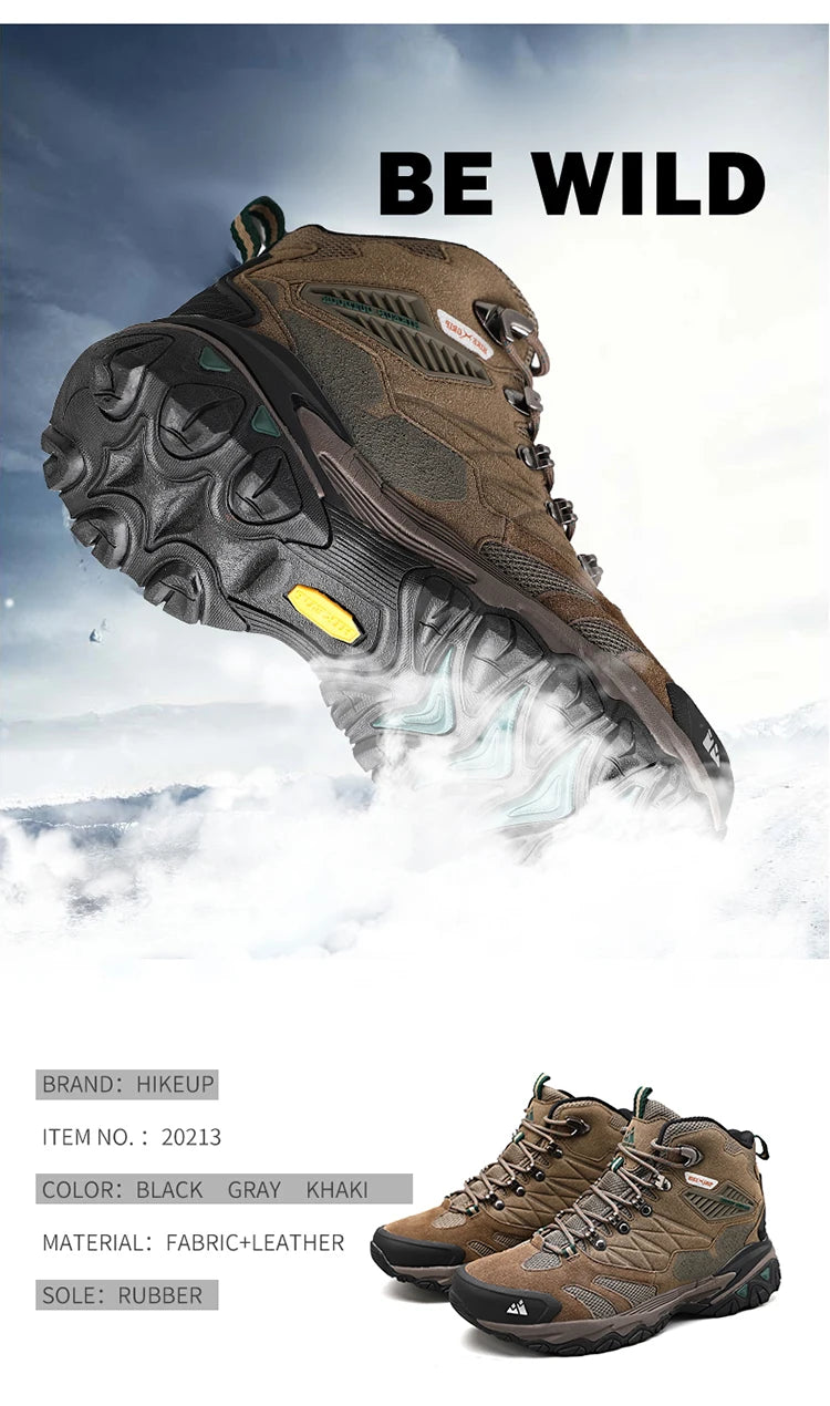 Botas de invierno HIKEUP para hombre, botas de senderismo para exteriores, de ante, de caña alta, impermeables, tácticas, de combate, militares.