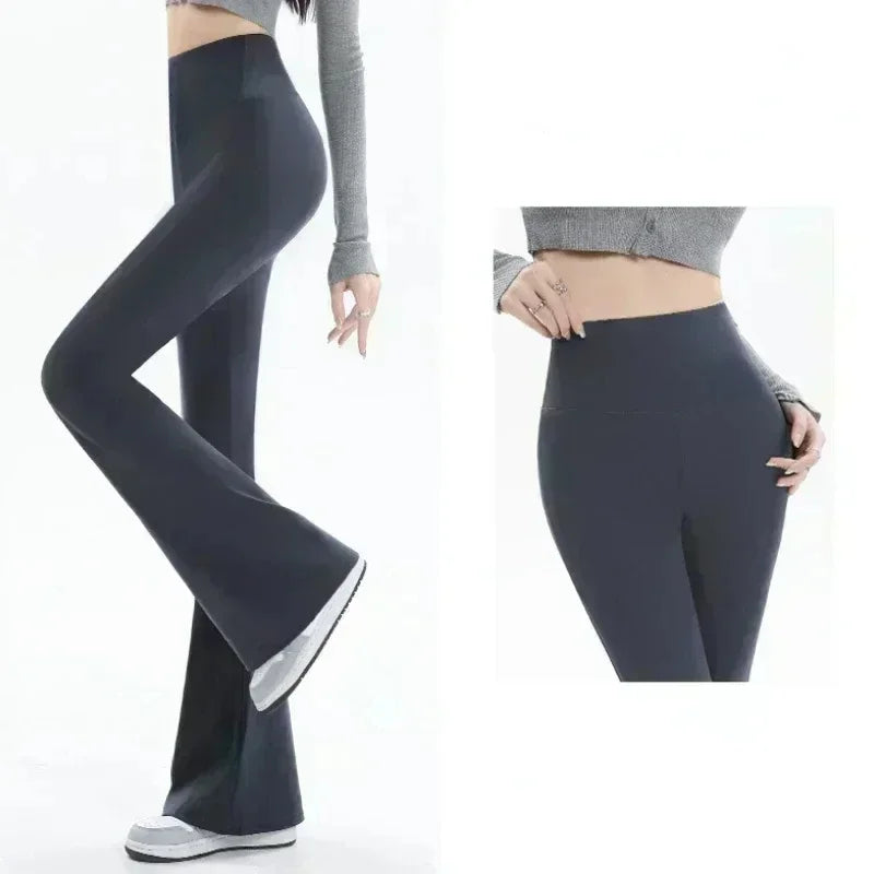 Pantalones de mujer, leggings acampanados, cintura alta, pernera ancha, pantalones de yoga, mallas deportivas sin costuras, para entrenamiento, gimnasio, ropa deportiva informal, adelgazantes.