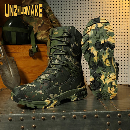 Botas tácticas de camuflaje para hombre, impermeables, para trabajo, seguridad, montañismo, botines, botas para exteriores.