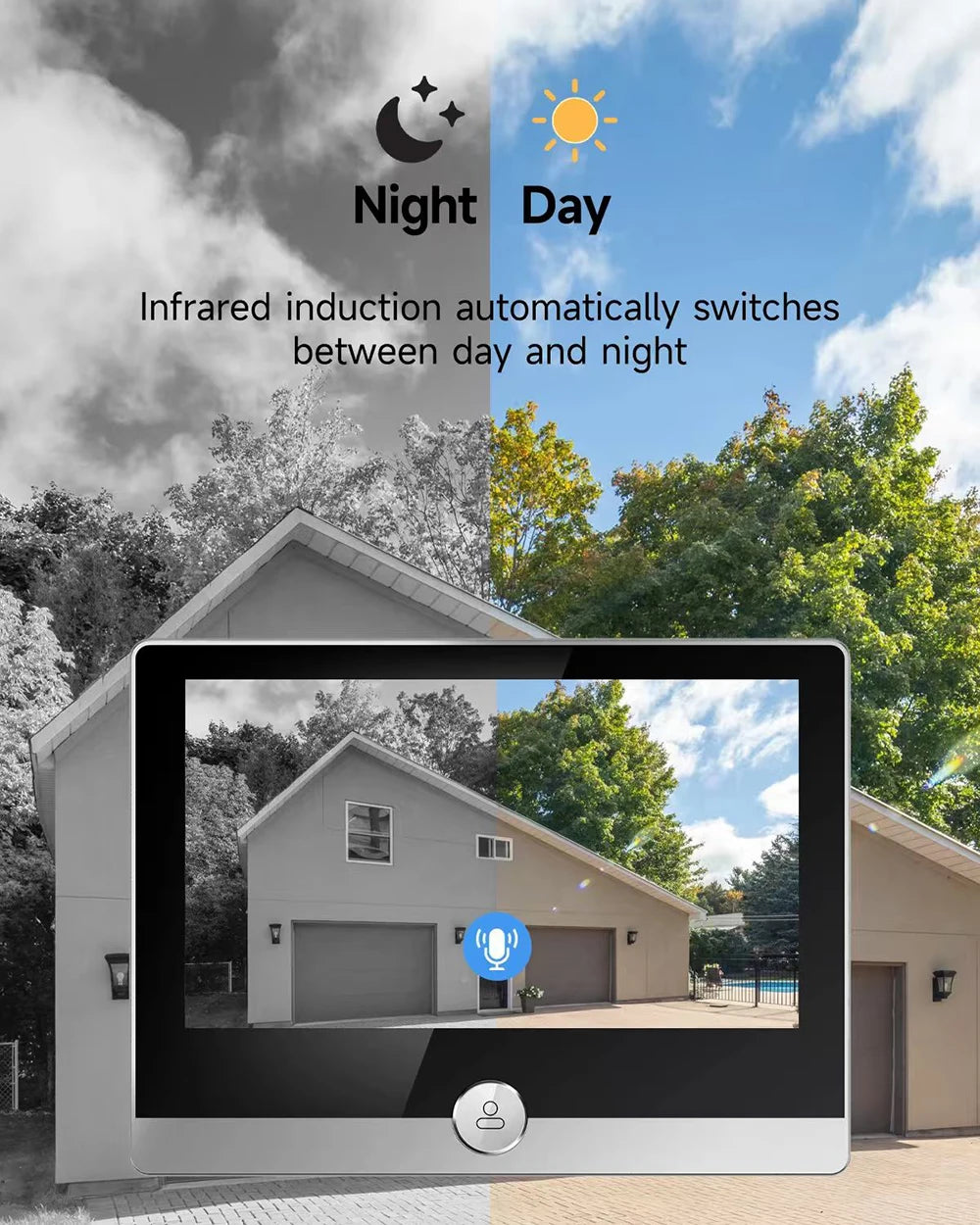 KUXA 4.3 Inch 1080P/158° Wifi Smart Door Bell Camera Tuya Video Door Peepholes PIR Movement Detection Eye Wireless Doorbell