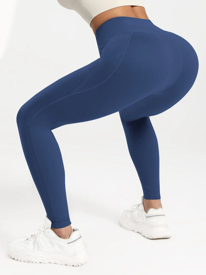 Leggings de yoga para mujer, 2 unidades, con bolsillos, color liso, para gimnasio, actividades al aire libre, cintura alta, ajustados, pantalones deportivos para correr.