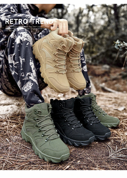 Upgraded Tactics Combat Training Boots Male Outdoors Camping Anti-wear Rapid Response Hiking Shoes Fishing Hunting Sneakers Men