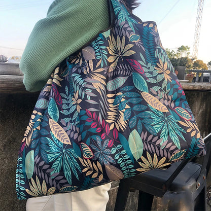 Bolsa de supermercado plegable, portátil y de gran capacidad, respetuosa con el medio ambiente, para guardar alimentos y llevar al hombro, impermeable.