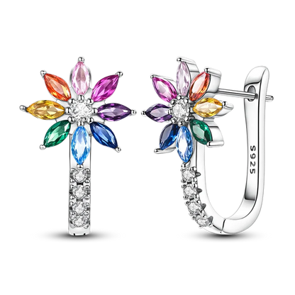 Pendientes brillantes de plata de ley S925 para mujer, con circonitas de colores, diseño de insecto, ideal como regalo de aniversario de boda.