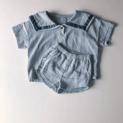 Conjuntos de ropa para niños y niñas, de muselina, con top y pantalones cortos, 2 piezas, traje de algodón español para bebé.