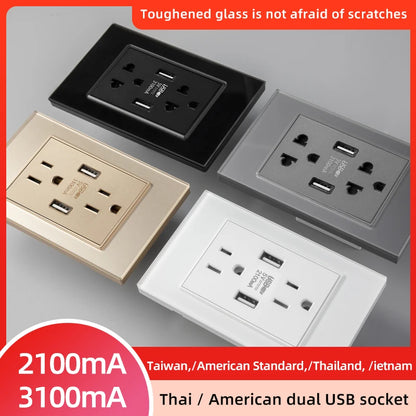 Adaptador de enchufe Herepow serie 118, enchufe de pared estándar americano con doble puerto USB, para electrodomésticos inteligentes, tipo C, carga rápida de 3,1 A.
