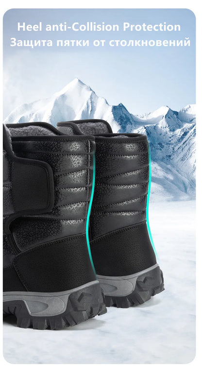 Nuevas botas de nieve cálidas de felpa para hombre, botas altas de invierno para hombre, botas de moto impermeables de invierno, botas de senderismo antideslizantes para exteriores para hombre.