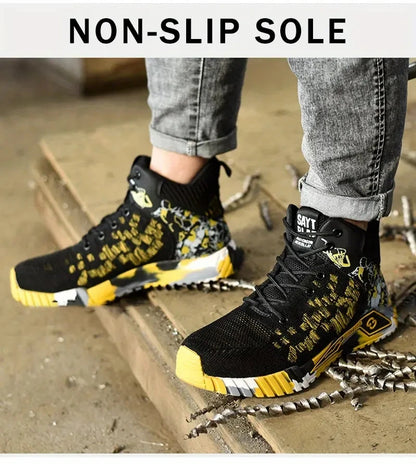Zapatos de seguridad de caña alta con punta de acero para hombre y mujer, botas de seguridad indestructibles y antigolpes.