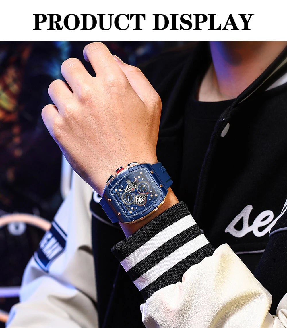 Relojes CURREN de primera marca para hombre, reloj de pulsera de cuarzo cuadrado de lujo, reloj cronógrafo luminoso resistente al agua para hombre, reloj con fecha