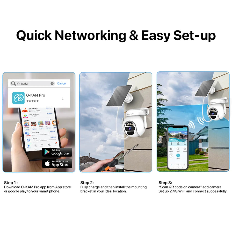 Cámaras de seguridad solares Vstarcam 2K 3MP inalámbricas para exteriores con alimentación por batería, resistentes al agua IP66, detección humana PIR, audio bidireccional