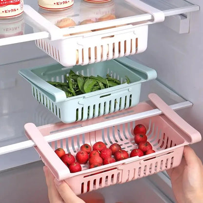Cesta de almacenamiento multifuncional para refrigerador, rejilla retráctil para almacenamiento de refrigerador, escurridor de cocina