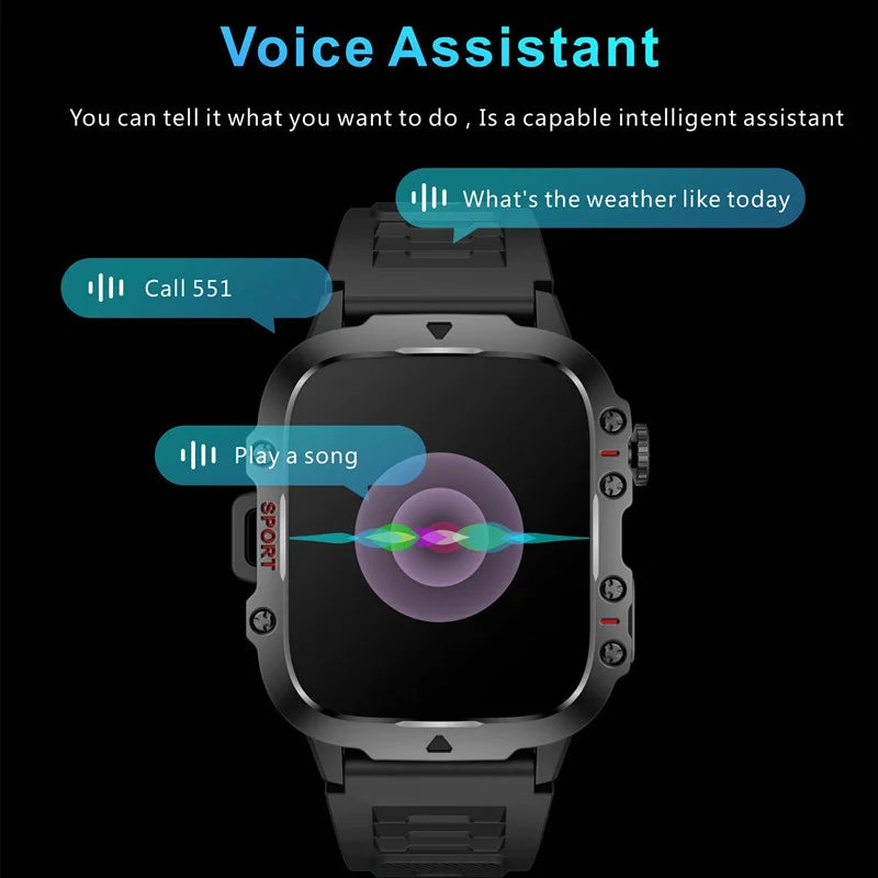 Reloj inteligente QX11 para hombre y mujer, pantalla grande de 1,96 pulgadas, HD, Bluetooth, llamadas SOS, asistente de voz, rastreador de actividad física deportivo