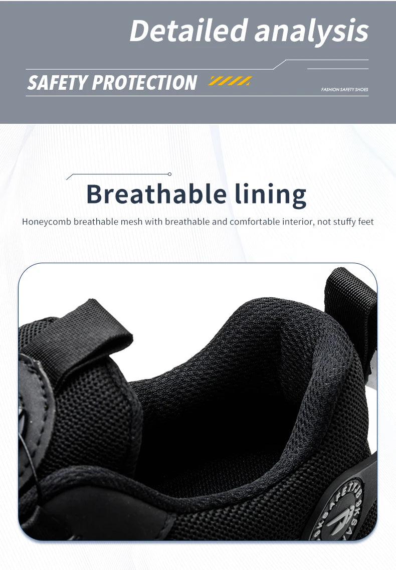 Small Size Rotary Buckle Work Safety Shoes For Men Air Soft Sole Lightweight Protective Work Sneakers Men and Women Shoes