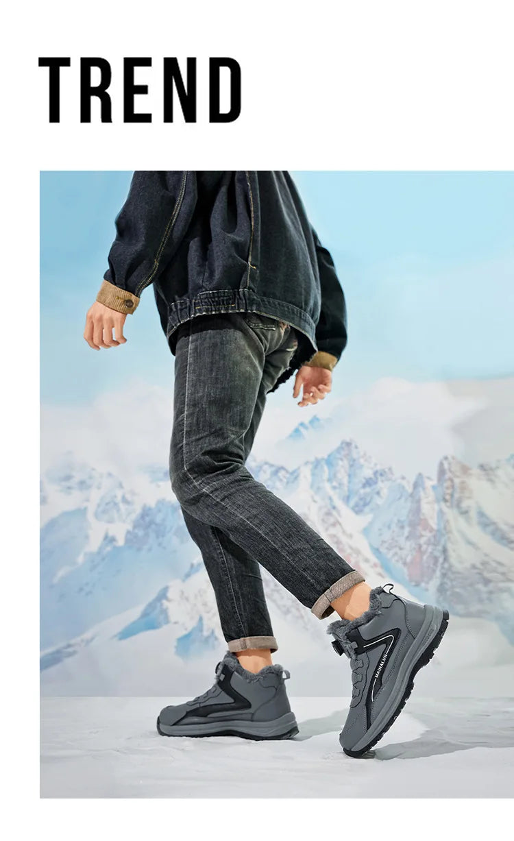 Botas de nieve para hombre, botas de senderismo cálidas y cómodas para invierno, zapatillas deportivas para hombre para exteriores, calzado deportivo impermeable, calzado de senderismo resistente al desgaste