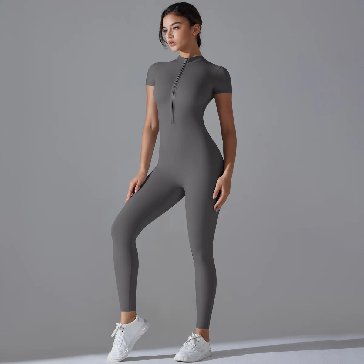 Women Zipper Bodysuits Fitness Sports Bodysuit Yoga Suit Breathable Quick Drying Sports Yoga Clothing Women Gym Push Up Workout