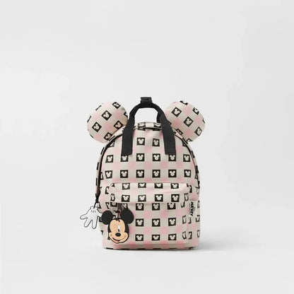 Mochila de moda con dibujos animados de Mickey Mouse de Disney, mochila escolar de lona de Minnie para mujer, mochila de gran capacidad a la moda, mochila para niñas