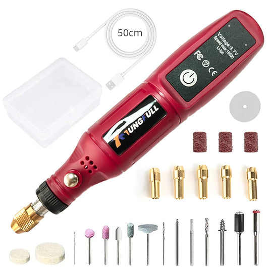 Herramienta rotativa eléctrica, pluma de grabado, carpintería, taladro eléctrico inalámbrico, pulidora de uñas, joyería pequeña, máquina de preparación de jade