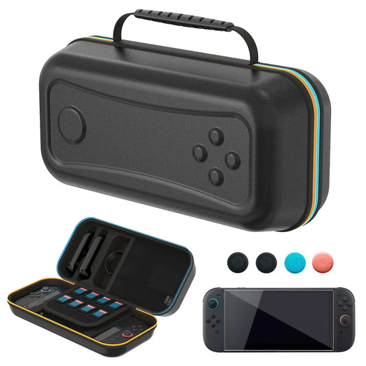 Estuche rígido grande para consola Switch 2 con agarre para joystick y protector de pantalla de vidrio. Accesorios para juegos.