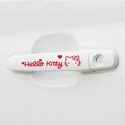 4 pegatinas para manija de puerta de coche con dibujos de Hello Kitty, resistentes a arañazos, decorativas, accesorios para coche.