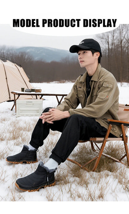 Botas de hombre para mantener el calor, zapatos de invierno para hombre, botines impermeables, zapatos de piel, botas de nieve, zapatos casuales de invierno, botines para hombre
