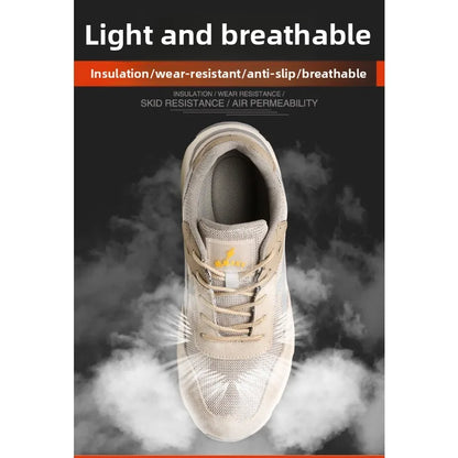 Nuevos zapatos de protección laboral ligeros y transpirables para hombres y mujeres, con puntera de acero antiaplastamiento y antipinchazos.