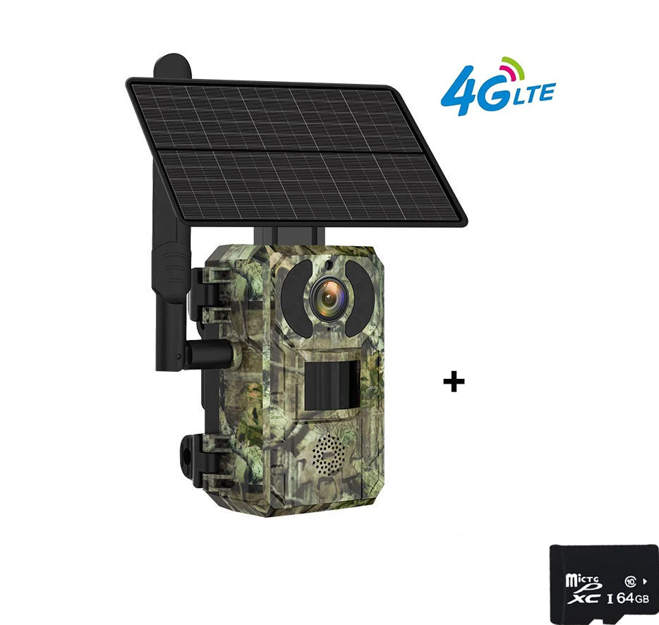 Cámara de rastreo 4G LTE con energía solar, 4MP, PIR, visión nocturna activada por movimiento, inalámbrica, celular, para caza de fauna silvestre Ucon