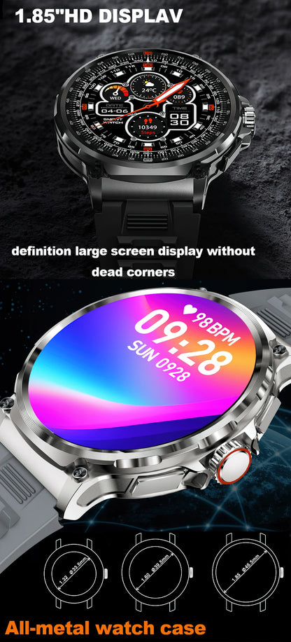 Reloj inteligente Ultra HD de 1,85 pulgadas para hombre, con GPS, pulsera deportiva para exteriores, batería grande de 710 mAh, reloj de seguimiento de actividad física para Android e iOS.