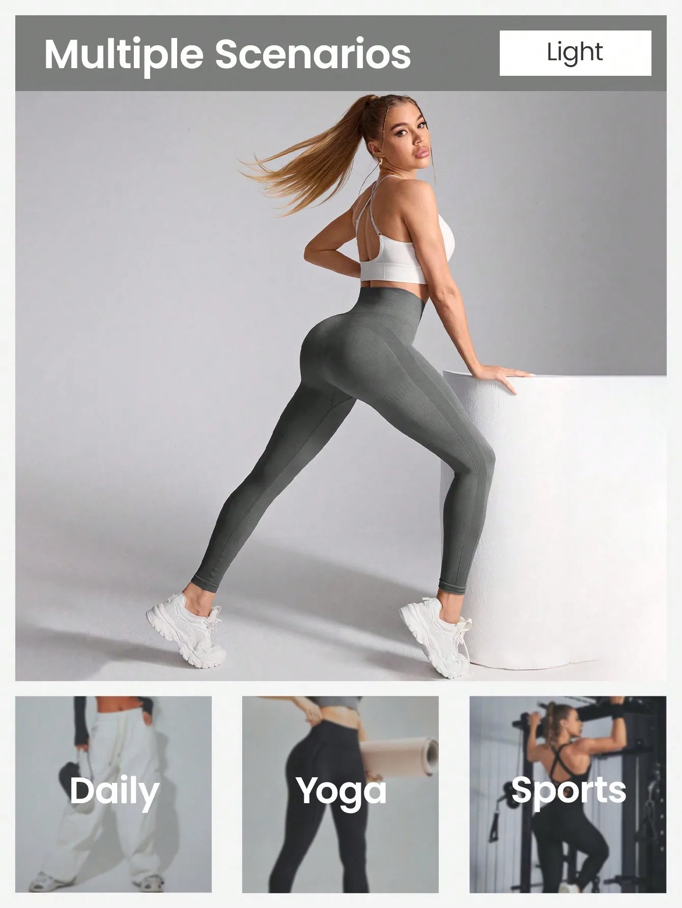 Women's High-Waist Seamless Yoga Leggings, Stretchy Compression Tummy Control Workout Pants, Quick-Dry Athletic Tights with Wide