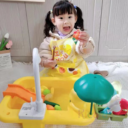 Fregadero de cocina para niños, lavavajillas eléctrico, juguete con agua corriente, juego de simulación, comida, pesca, juego de rol, regalo para niñas