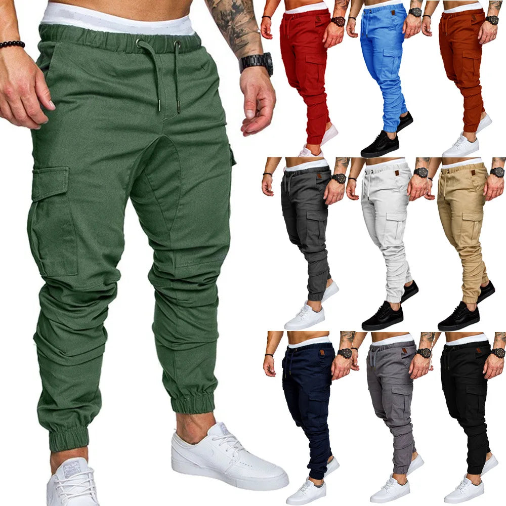 Pantalones deportivos finos de moda para hombre, pantalones casuales para correr, pantalones cargo de calle 2020, pantalones multibolsillos para hombre, pantalones deportivos para gimnasios y fitness para hombre.