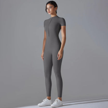 Women Zipper Bodysuits Fitness Sports Bodysuit Yoga Suit Breathable Quick Drying Sports Yoga Clothing Women Gym Push Up Workout