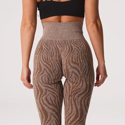 Pantalones de yoga de nueve puntos con estampado de leopardo y copos de nieve, leggings para mujer, pantalones deportivos de cintura sin costuras con estampado animal, ropa de mujer