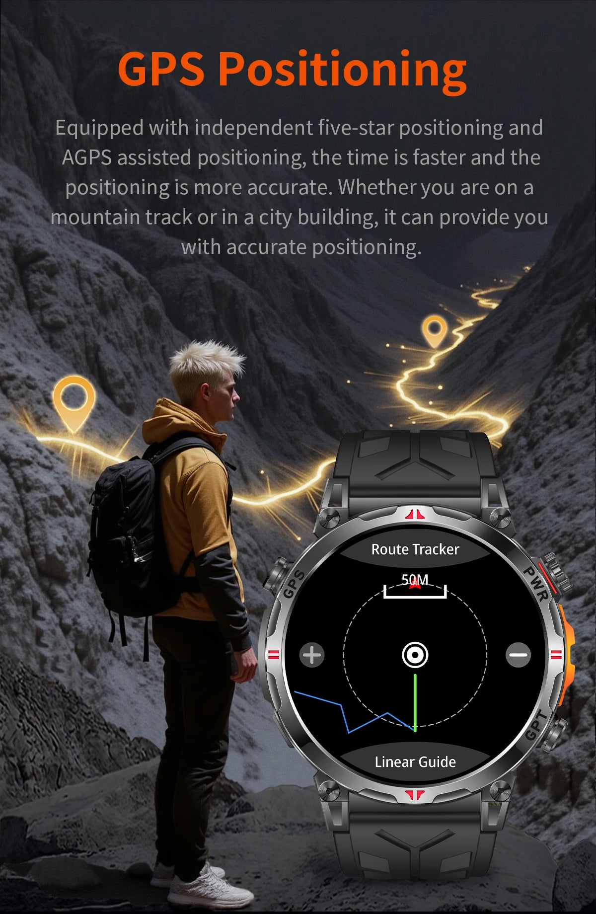 Reloj inteligente con GPS para hombre, pulsera deportiva con control del ritmo cardíaco, Bluetooth, llamadas, 530 mAh, resistente al agua hasta 3 ATM, 2025