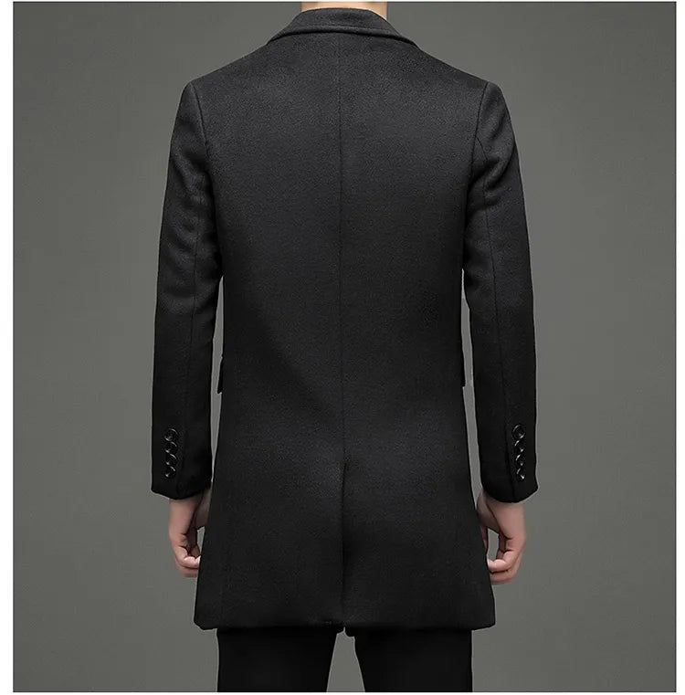 Abrigo de lana de invierno COMXZ 2025 para hombre, estilo retro, grueso, de cachemir, ropa urbana coreana, ligero, de lujo, con mezcla de lana.